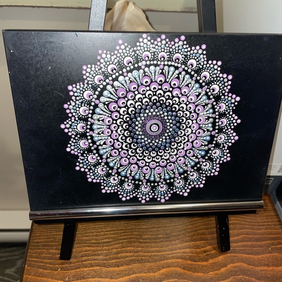 Mandala dotting art. Recycled picture frame with Stand, painted on the glass. - Picture 1 of 6